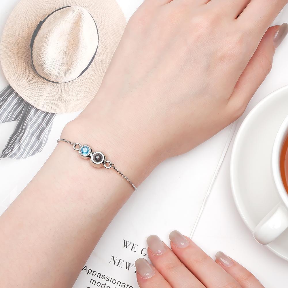 Custom Projection Birthstone Bracelet Simple Unique Gift for Her - soufeelus