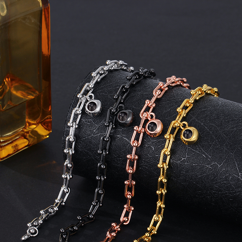 Personalized Projected Picture Bracelet With Round Pendant Handsome Christmas Gift For Husband - soufeelus