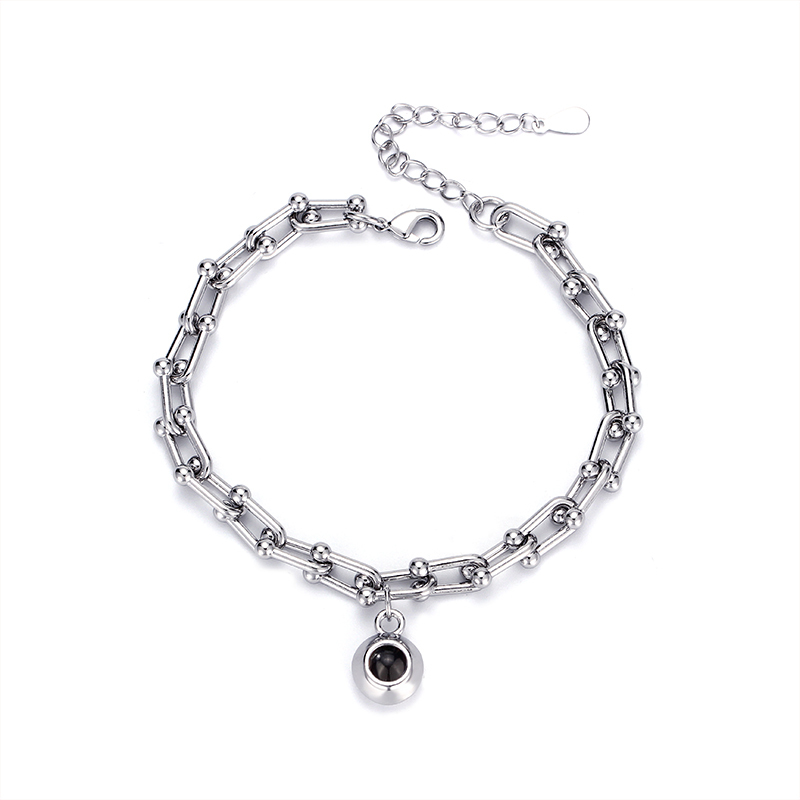 Personalized Projected Picture Bracelet With Round Pendant Handsome Christmas Gift For Husband - soufeelus