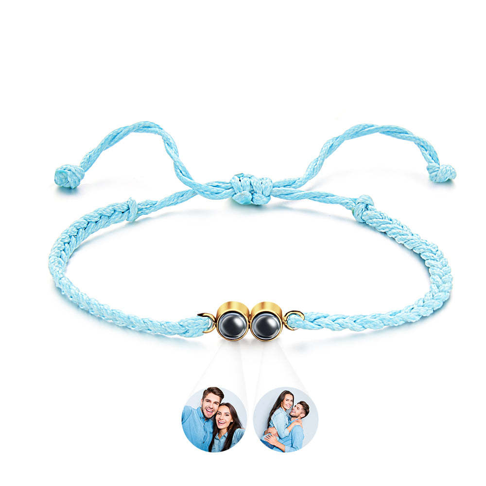 Personalized Projected Picture Bracelet Multicolor Braided Rope Customized Two Photos Bracelet Simple Gift - soufeelus