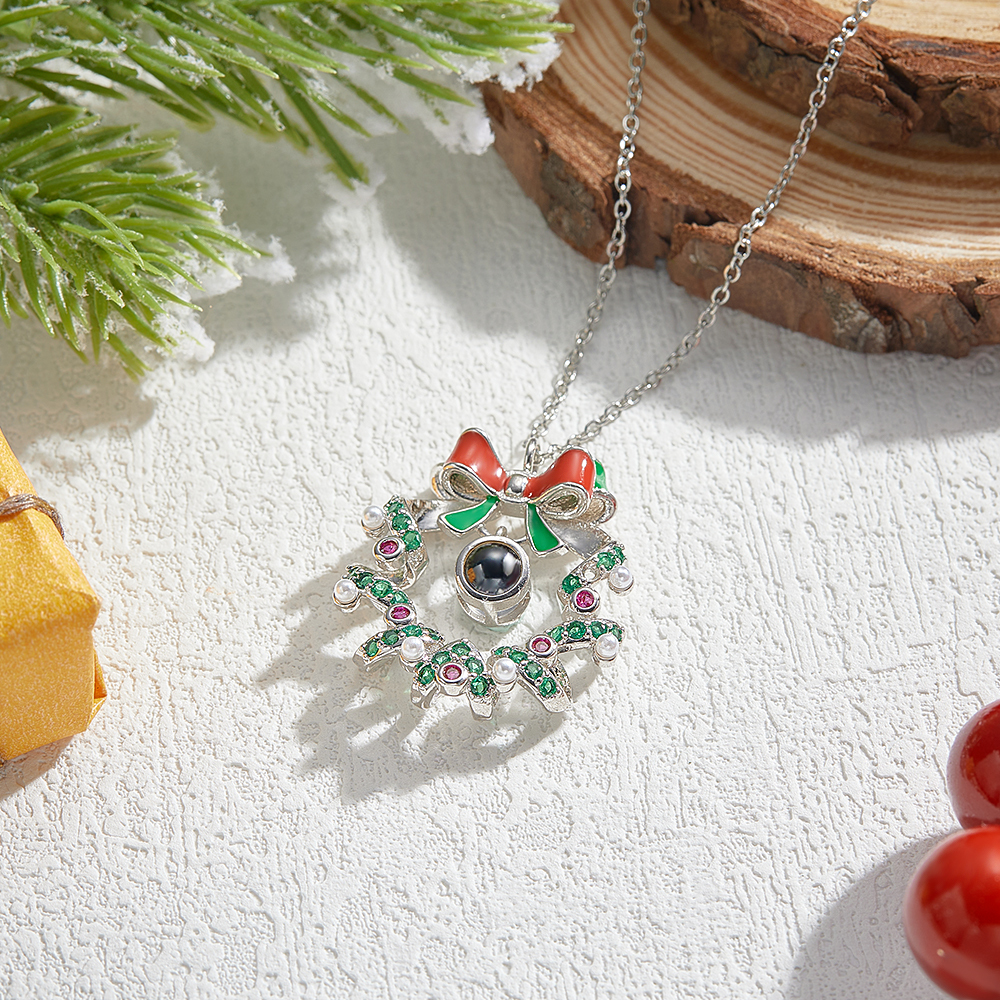 Custom Projection Necklace Christmas Wreath Necklace Gifts for Her Christmas Gifts - soufeelus