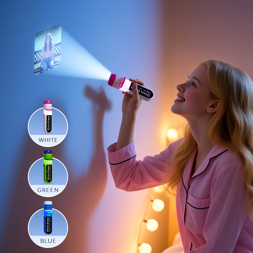 Custom Photo Flashlight Personalized Text and Photo Viewer with Your Own Photos Family Anniversary Gift - GetPhotoSocksUk