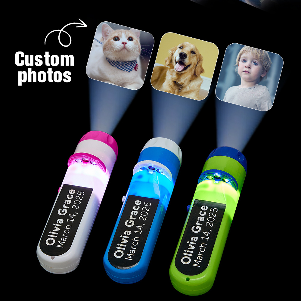 Custom Photo Flashlight Personalized Text and Photo Viewer with Your Own Photos Family Anniversary Gift - GetPhotoSocksUk