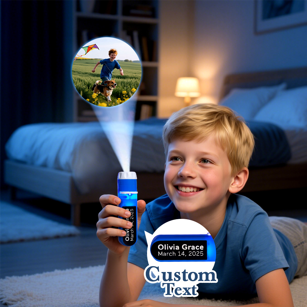 Custom Photo Flashlight Personalized Text and Photo Viewer with Your Own Photos Family Anniversary Gift - GetPhotoSocksUk