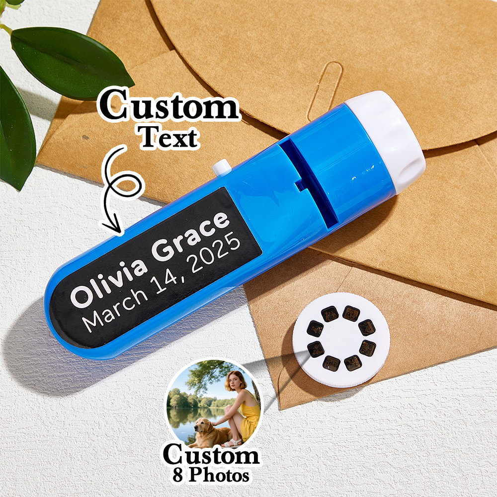 Custom Photo Flashlight Personalized Text and Photo Viewer with Your Own Photos Family Anniversary Gift - GetPhotoSocksUk