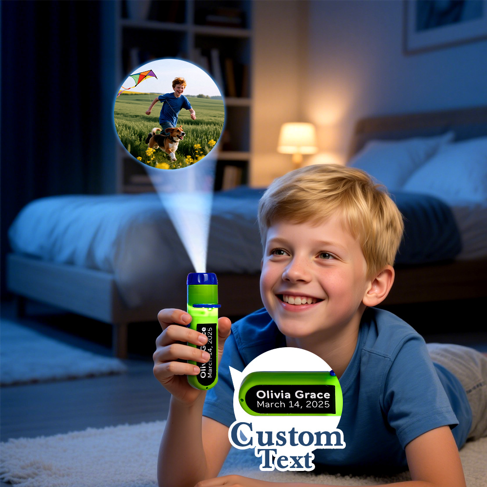 Custom Photo Flashlight Personalized Text and Photo Viewer with Your Own Photos Family Anniversary Gift - GetPhotoSocksUk