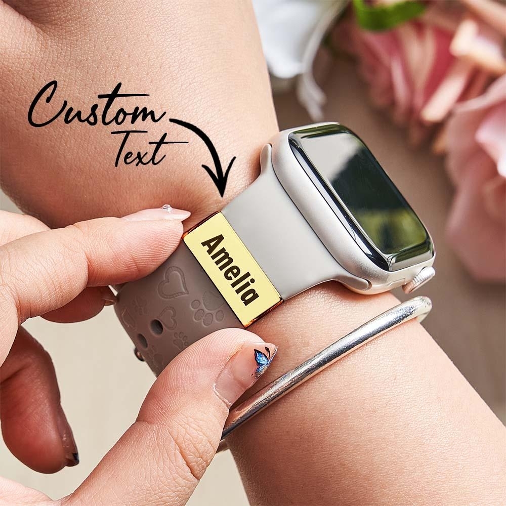 Personalised Name Apple Watch Charm - Custom Strap Accessory, Engraved Jewellery, Teen Gift, Luxe Stainless Steel Charm, Stocking Filler