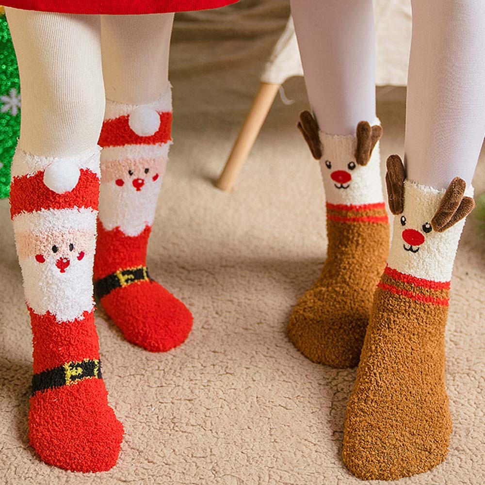 Christmas Socks Plush Coral Fleece Parent-child Christmas Socks Winter Home Floor Socks Christmas Gifts -