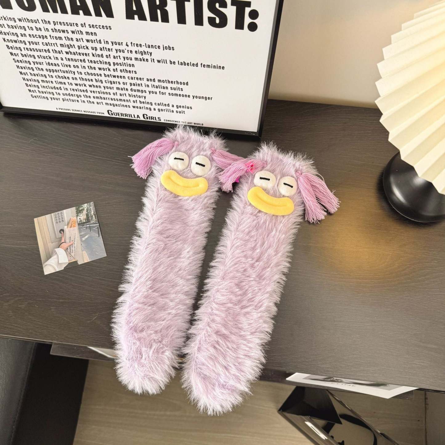 Ugly and Cute Plush Socks with Big Eyes Coral Fleece Home Winter Thickened Warm Socks -