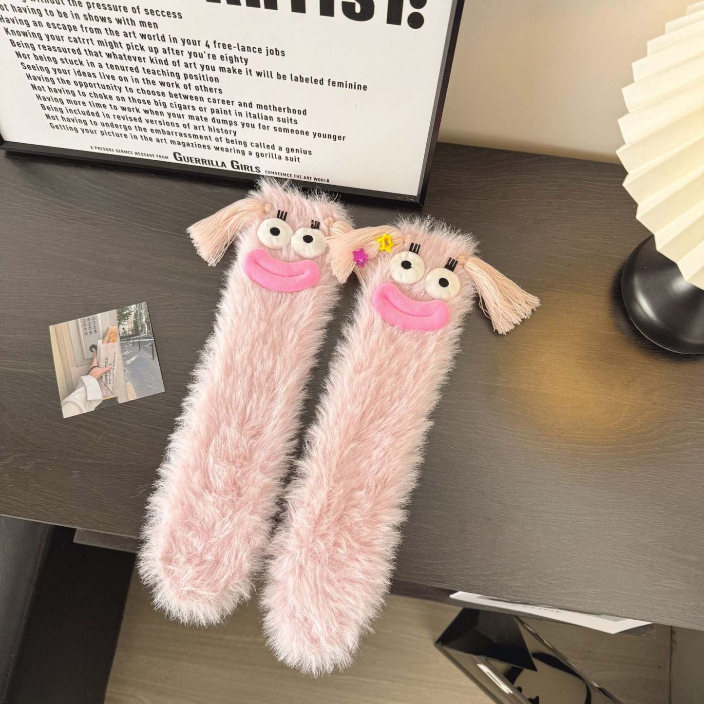Ugly and Cute Plush Socks with Big Eyes Coral Fleece Home Winter Thickened Warm Socks -