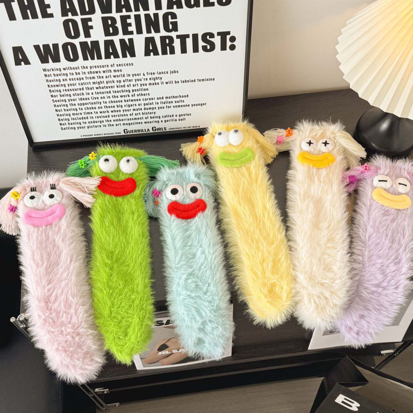 Ugly and Cute Plush Socks with Big Eyes Coral Fleece Home Winter Thickened Warm Socks -