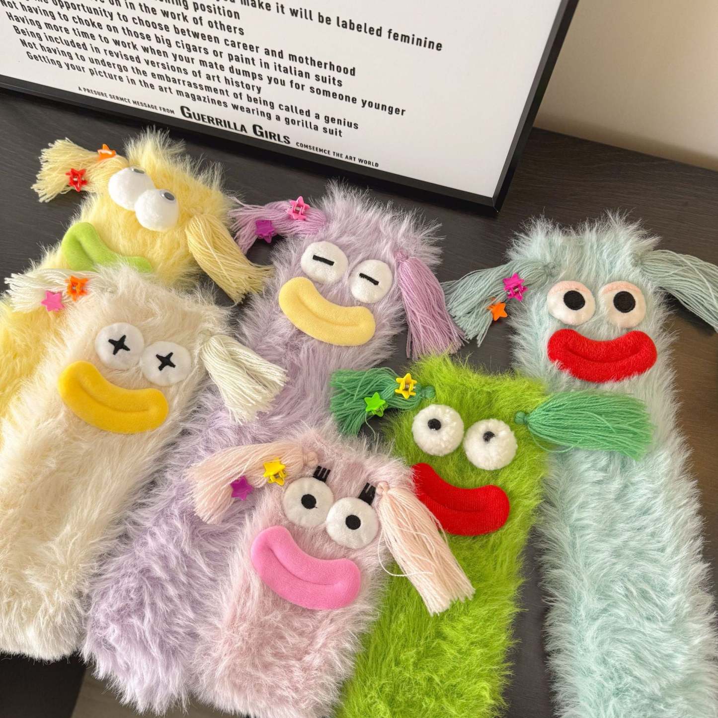 Ugly and Cute Plush Socks with Big Eyes Coral Fleece Home Winter Thickened Warm Socks -