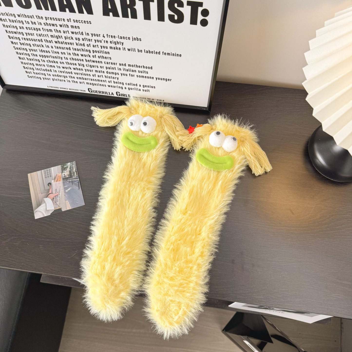 Ugly and Cute Plush Socks with Big Eyes Coral Fleece Home Winter Thickened Warm Socks -