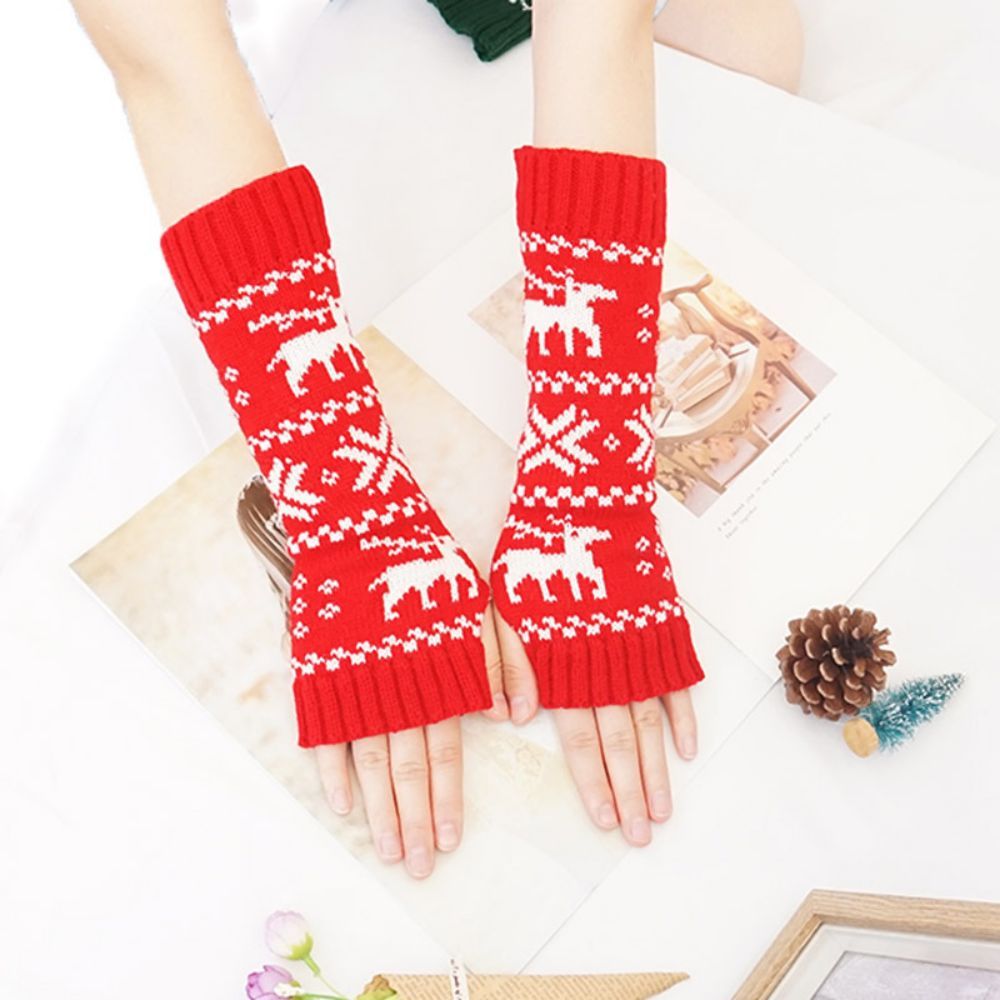 Christmas Winter Warm Arm Cover Fawn Half Finger Knit Sleeve -