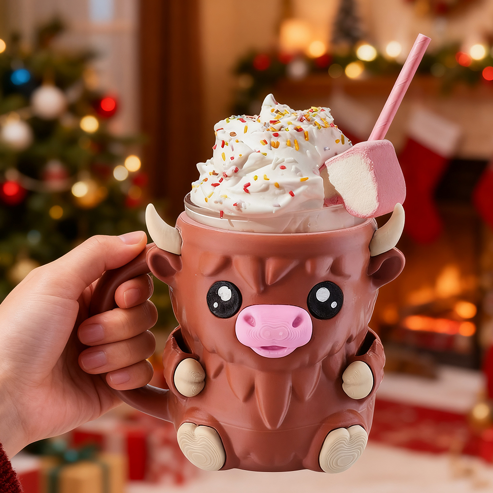 Christmas Gifts Cute Cow Style Ice Cream Pint Holder with Handle and Spoon – Reusable Antifreeze Cooler Sleeve for Ice Cream, Drinks, and Desserts – Funny Cow Gifts for Ice Cream Lovers - GetPhotoSocksUk