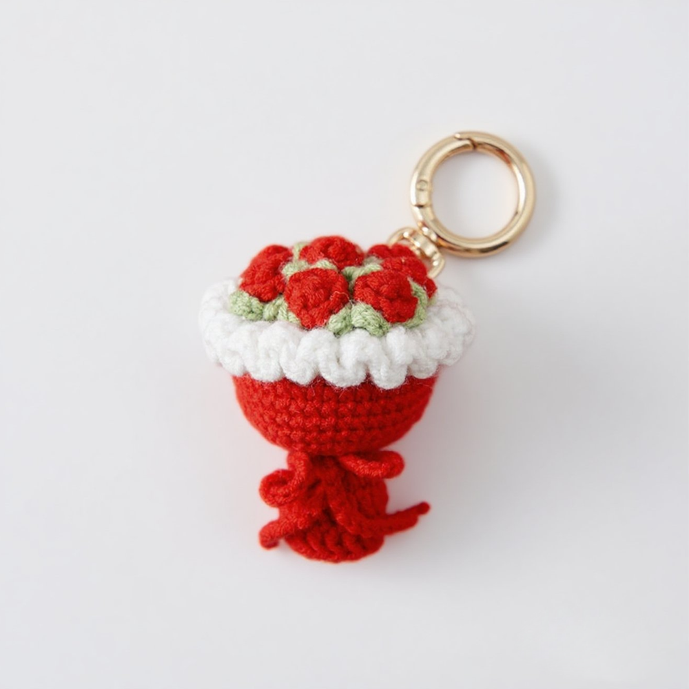 Lovely Gift Wool Knitted Bouquet Keychain Simulation Sunflower Bag Charm Pendant Graduation Gift - GetPhotoSocksUk