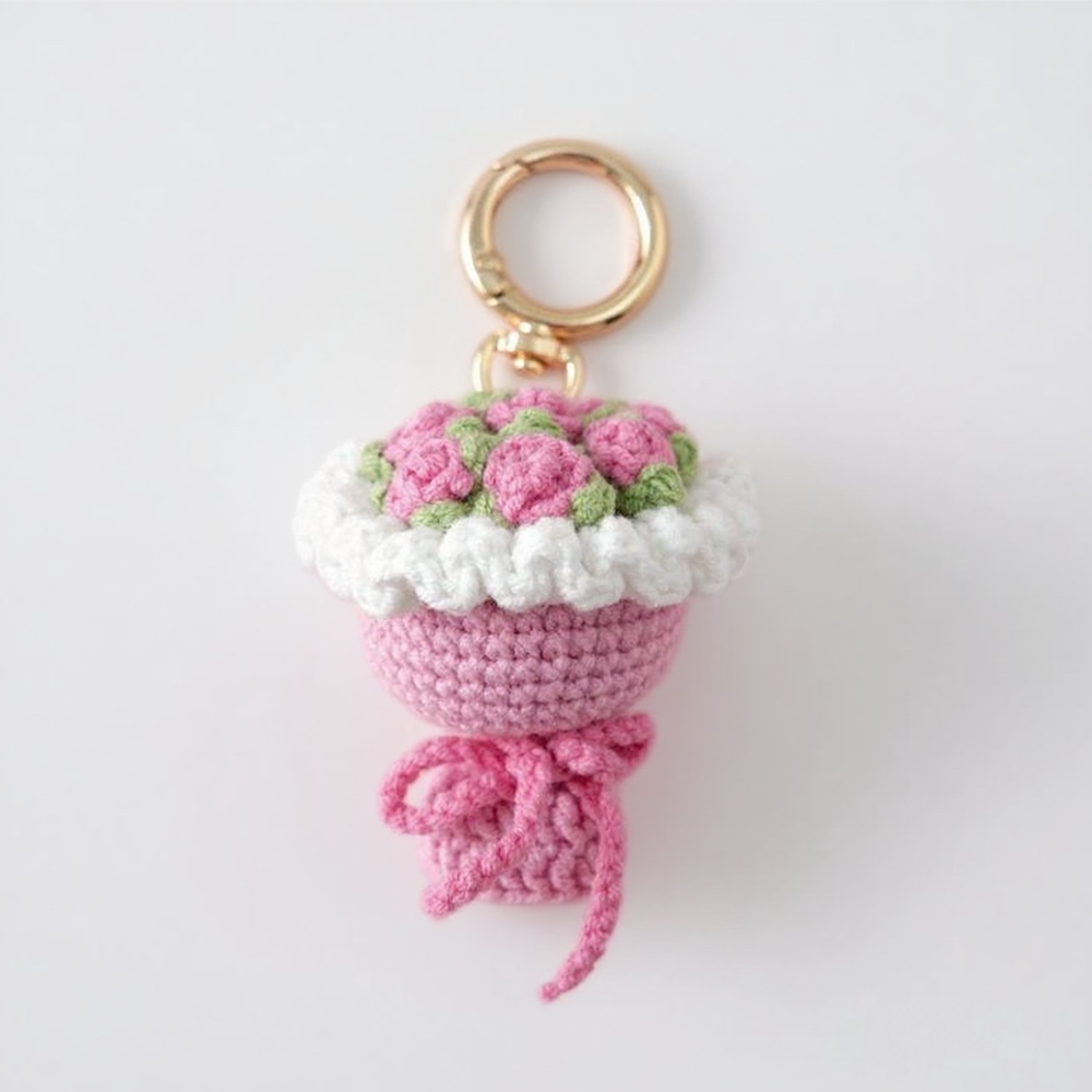 Lovely Gift Wool Knitted Bouquet Keychain Simulation Sunflower Bag Charm Pendant Graduation Gift - GetPhotoSocksUk
