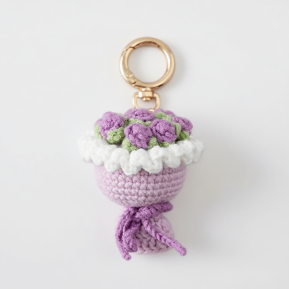 Lovely Gift Wool Knitted Bouquet Keychain Simulation Sunflower Bag Charm Pendant Graduation Gift - GetPhotoSocksUk