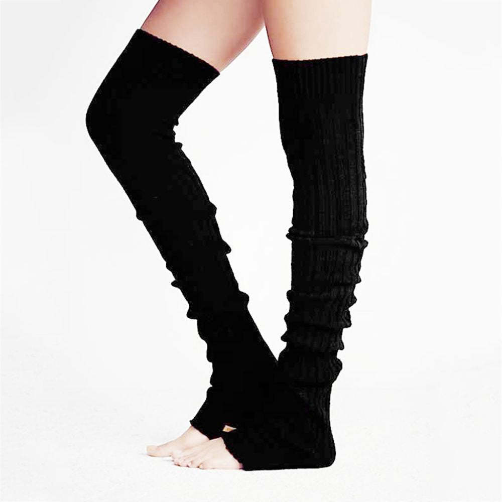 Women Winter Leg Warmers Over The Knee Step On Foot Knitting Pile Socks -