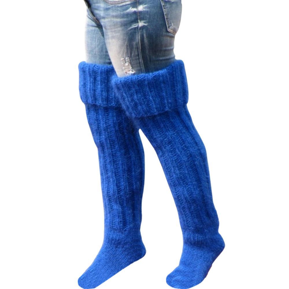 Womens Solid Color Knitted Wool Socks Over The Knee -