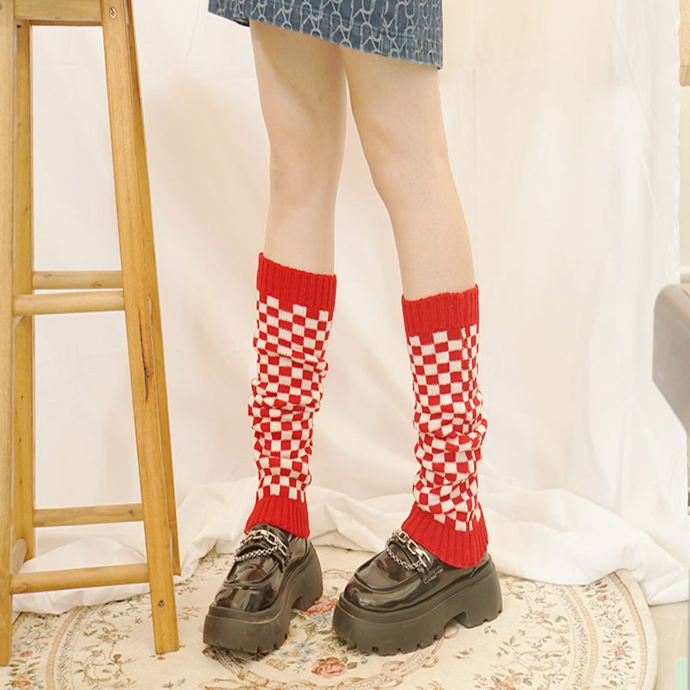 Winter Warm Knitted Socks Set Straight Tube Widened Small Square Pile Socks -