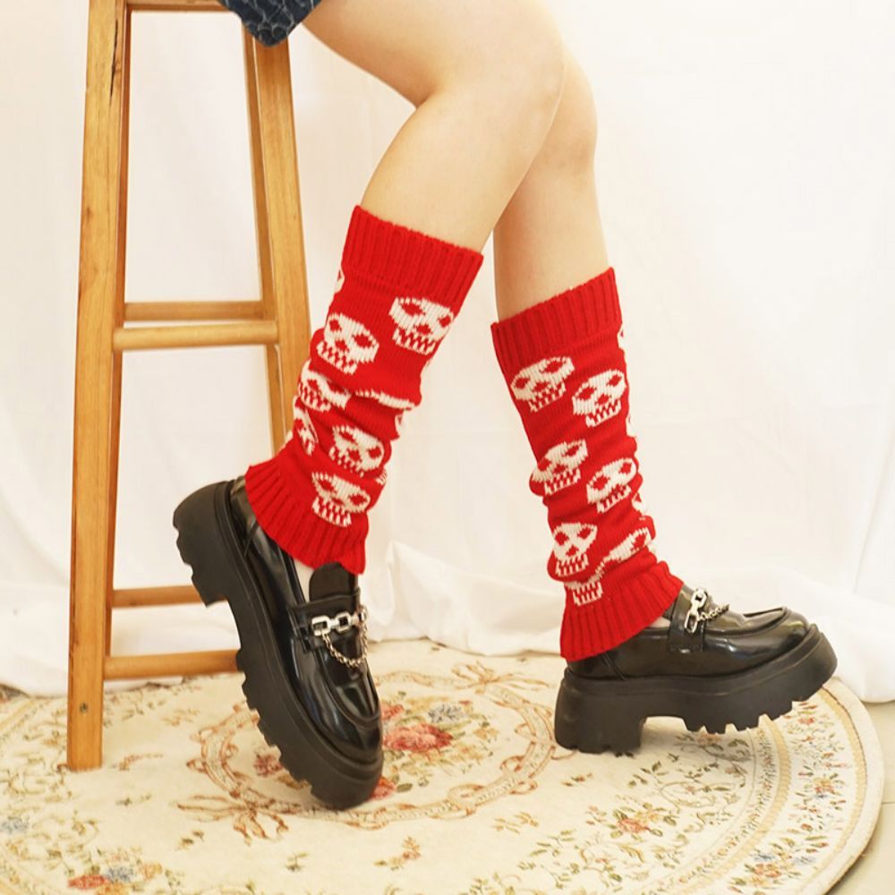 Winter Knitted Leg Sleeves Ghost Head Medium Tube Pile Socks -