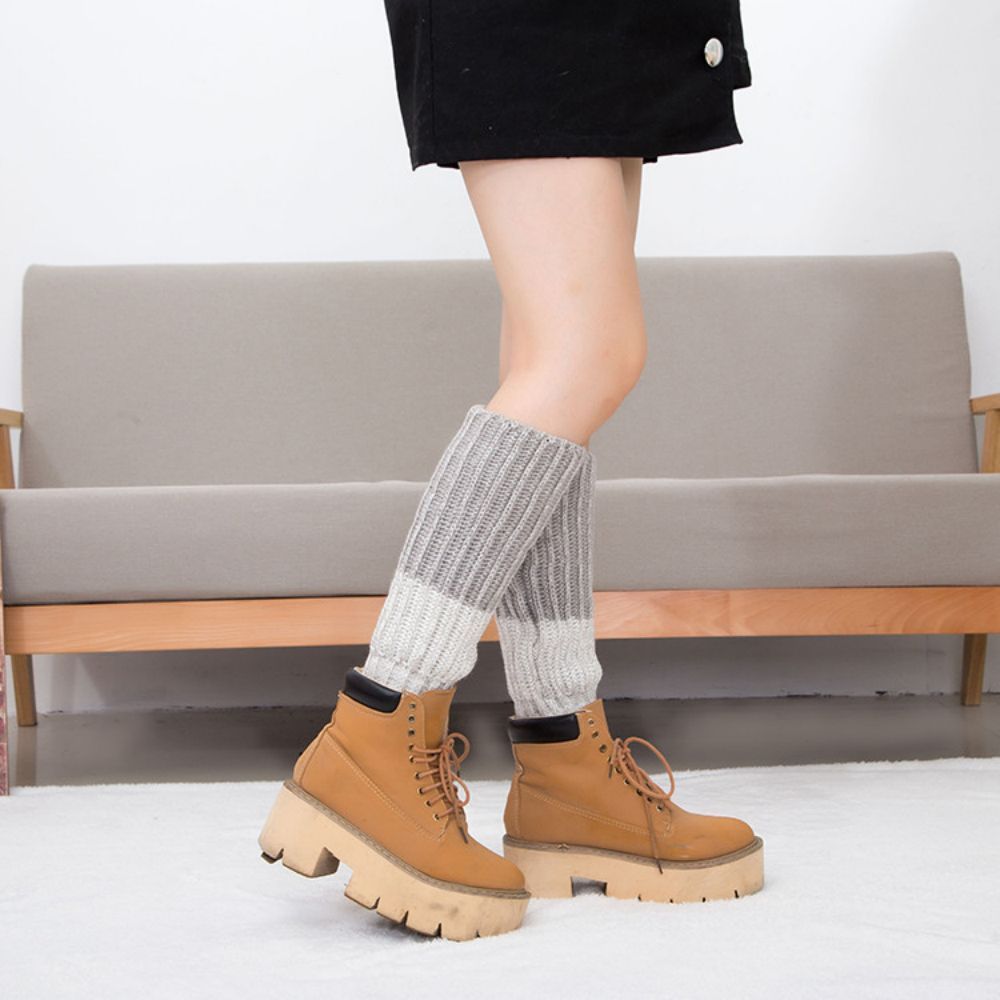 Winter Color Block Wool Socks Knitted Socks -