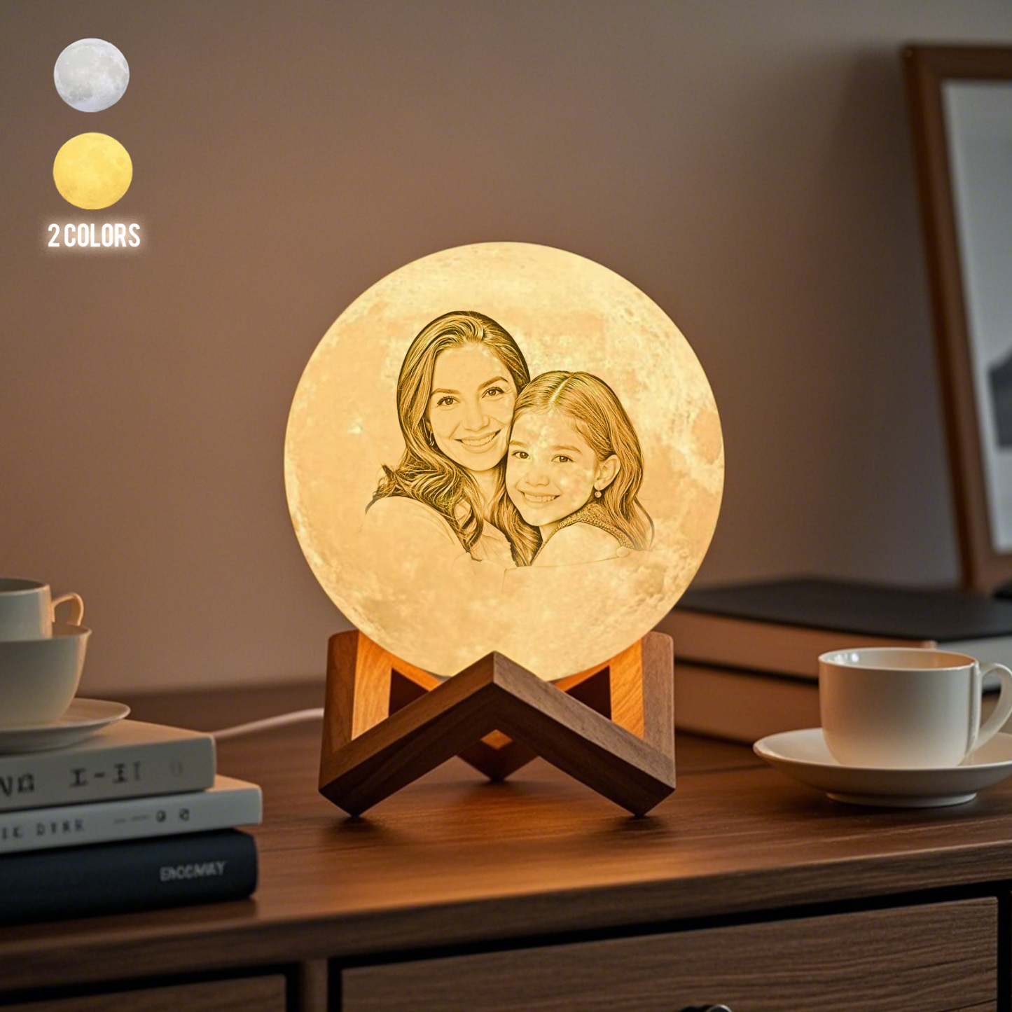 Gift for Mom Photo Moon Lamp Personalized 3D Printed Picture Light Moon Painting Light Gifts for Mom