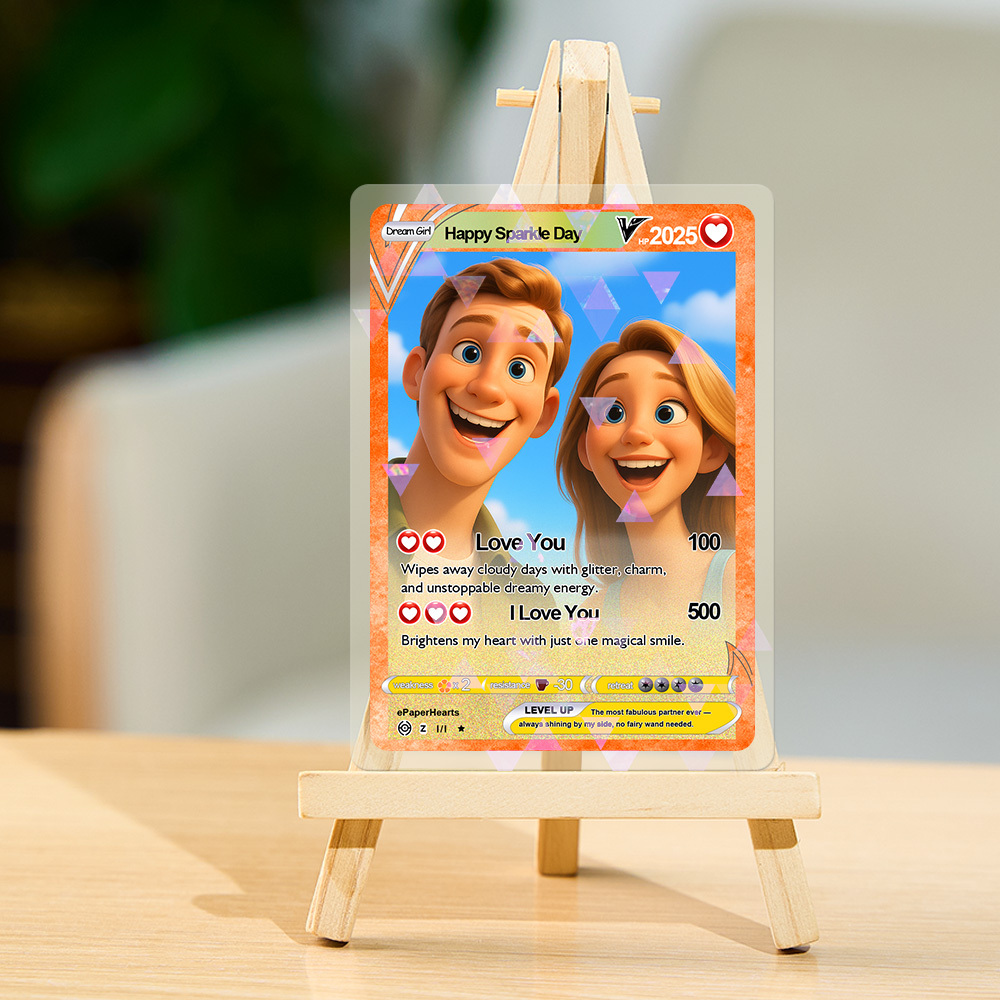 Custom Handcrafted Clay Style Couple Card Personalized Poke Card for Anniversary Gift Birthday Keepsake for Girlfriend or Boyfriend - GetPhotoSocksUk