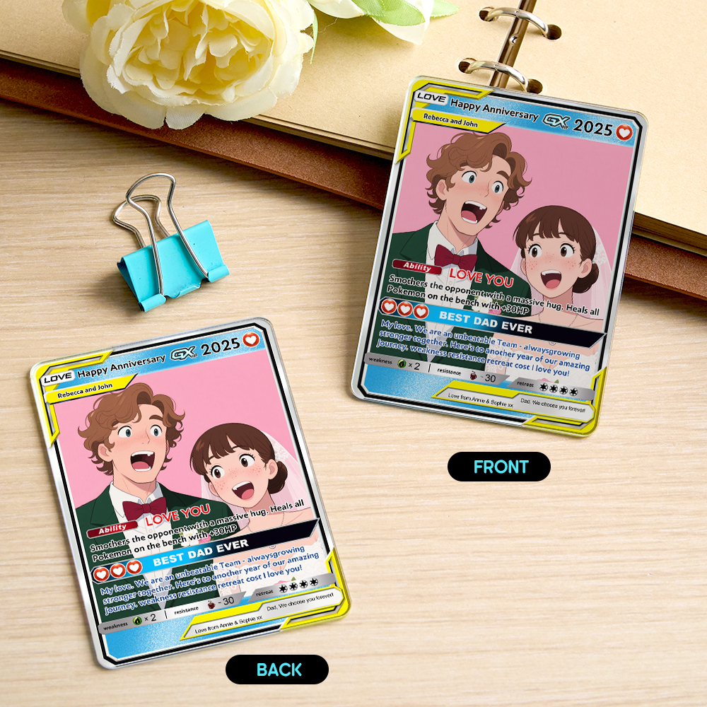 Personalized Poke Card Anime Acrylic Card for Couple Card Hologram Ornament Anniversary Gift - GetPhotoSocksUk