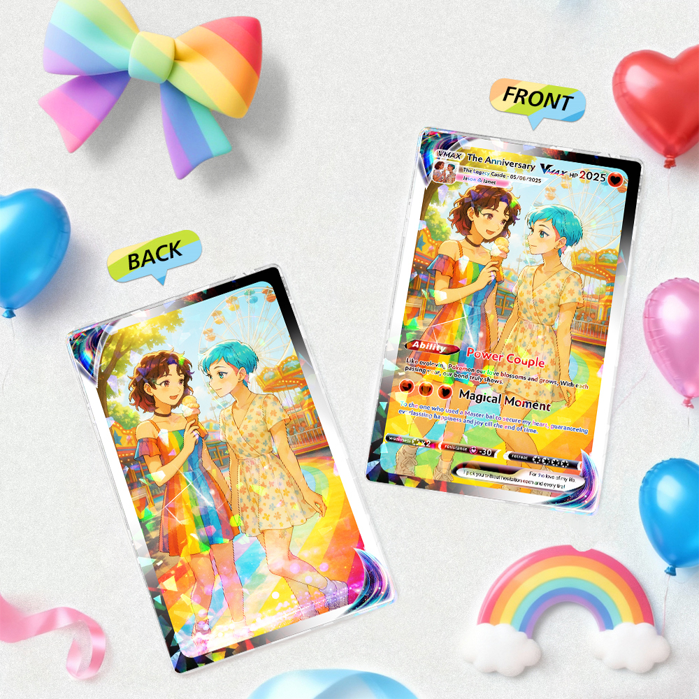 Personalised LGBT Couple Card Custom Comics Portrait Trading Card Christmas Gift for Him, Her, or Them - GetPhotoSocksUk