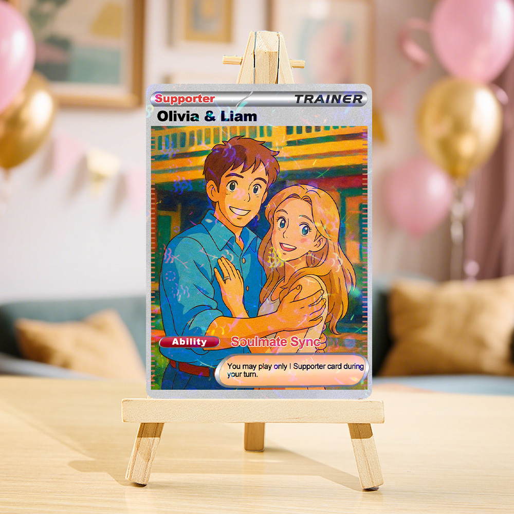 Personalized  Valentine Couple Card Custom Cartoon Acrylic Card Gift With Optional Film Styles - GetPhotoSocksUk