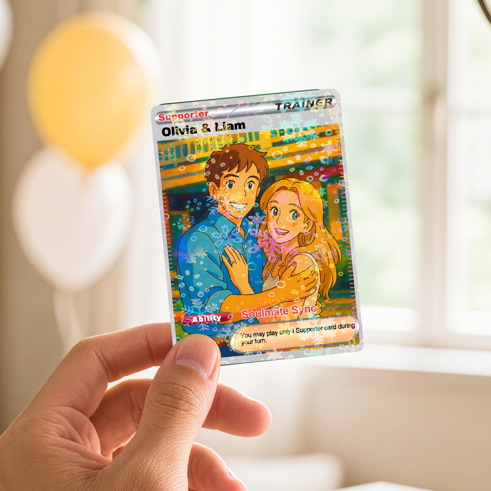 Personalized  Valentine Couple Card Custom Cartoon Acrylic Card Gift With Optional Film Styles - GetPhotoSocksUk