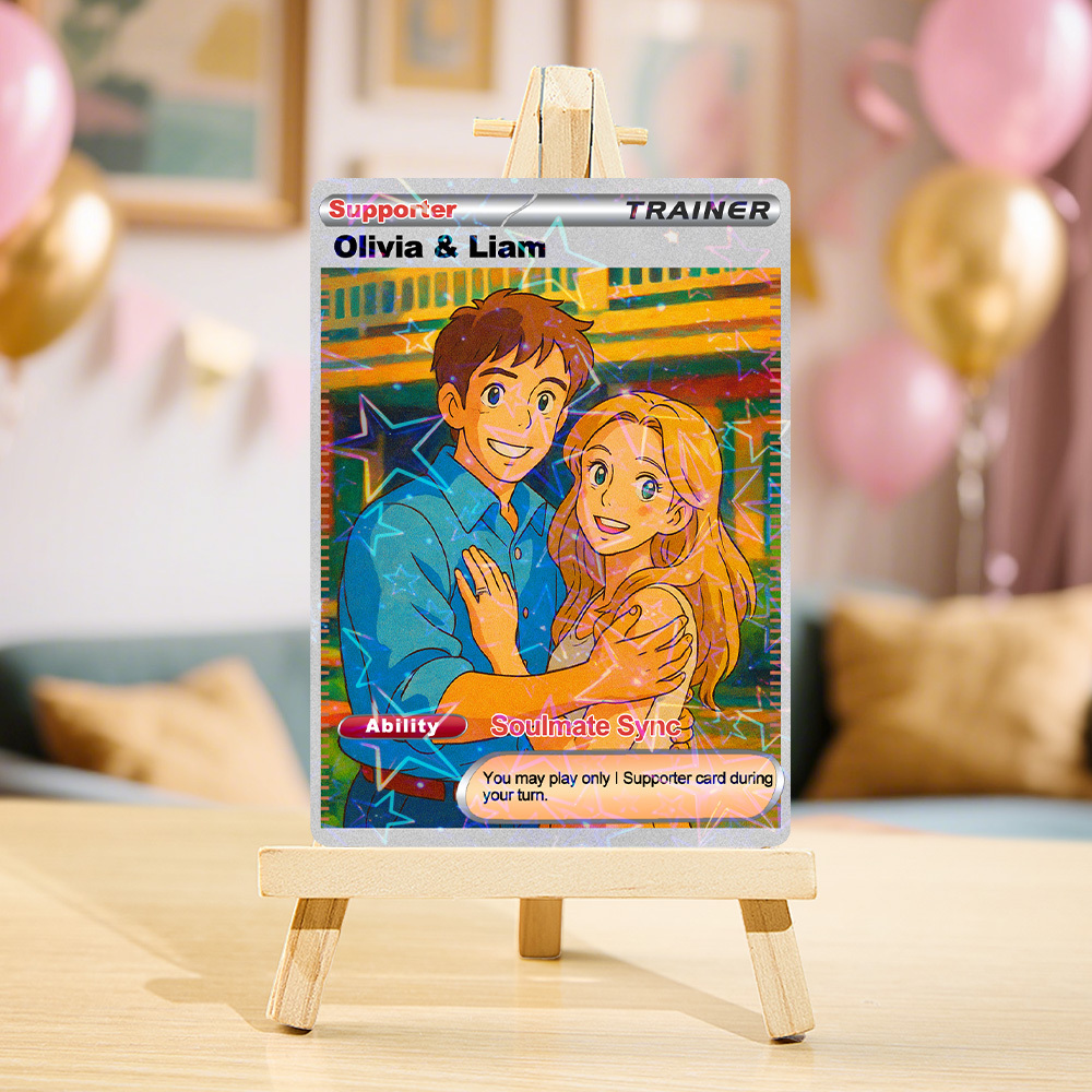 Personalized  Valentine Couple Card Custom Cartoon Acrylic Card Gift With Optional Film Styles - GetPhotoSocksUk