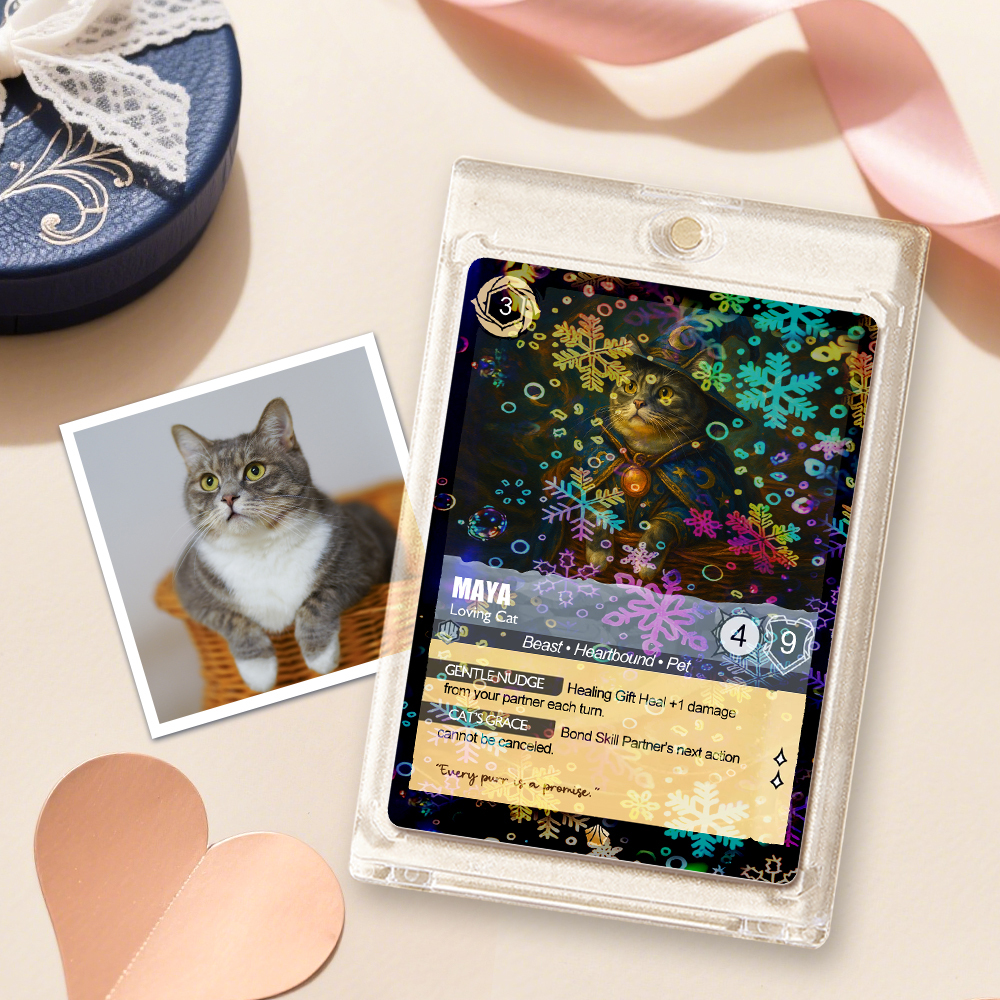 Custom Cute Pet Trading Card Personalized Cartoon Acrylic Card Gift With Optional Film Styles - GetPhotoSocksUk