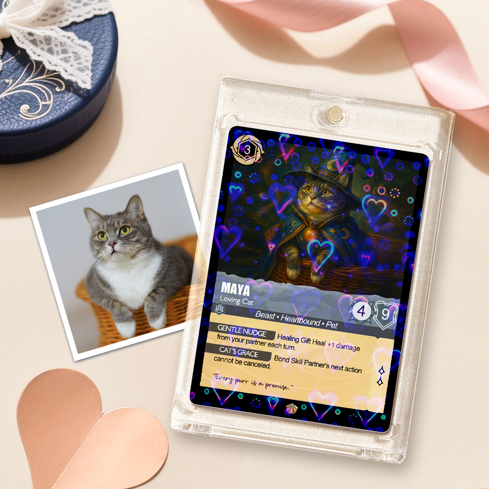 Custom Cute Pet Trading Card Personalized Cartoon Acrylic Card Gift With Optional Film Styles - GetPhotoSocksUk