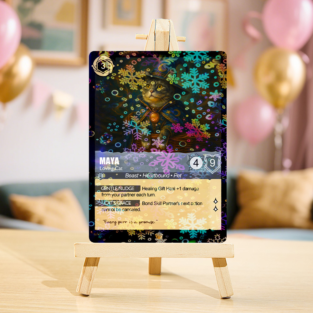 Custom Cute Pet Trading Card Personalized Cartoon Acrylic Card Gift With Optional Film Styles - GetPhotoSocksUk