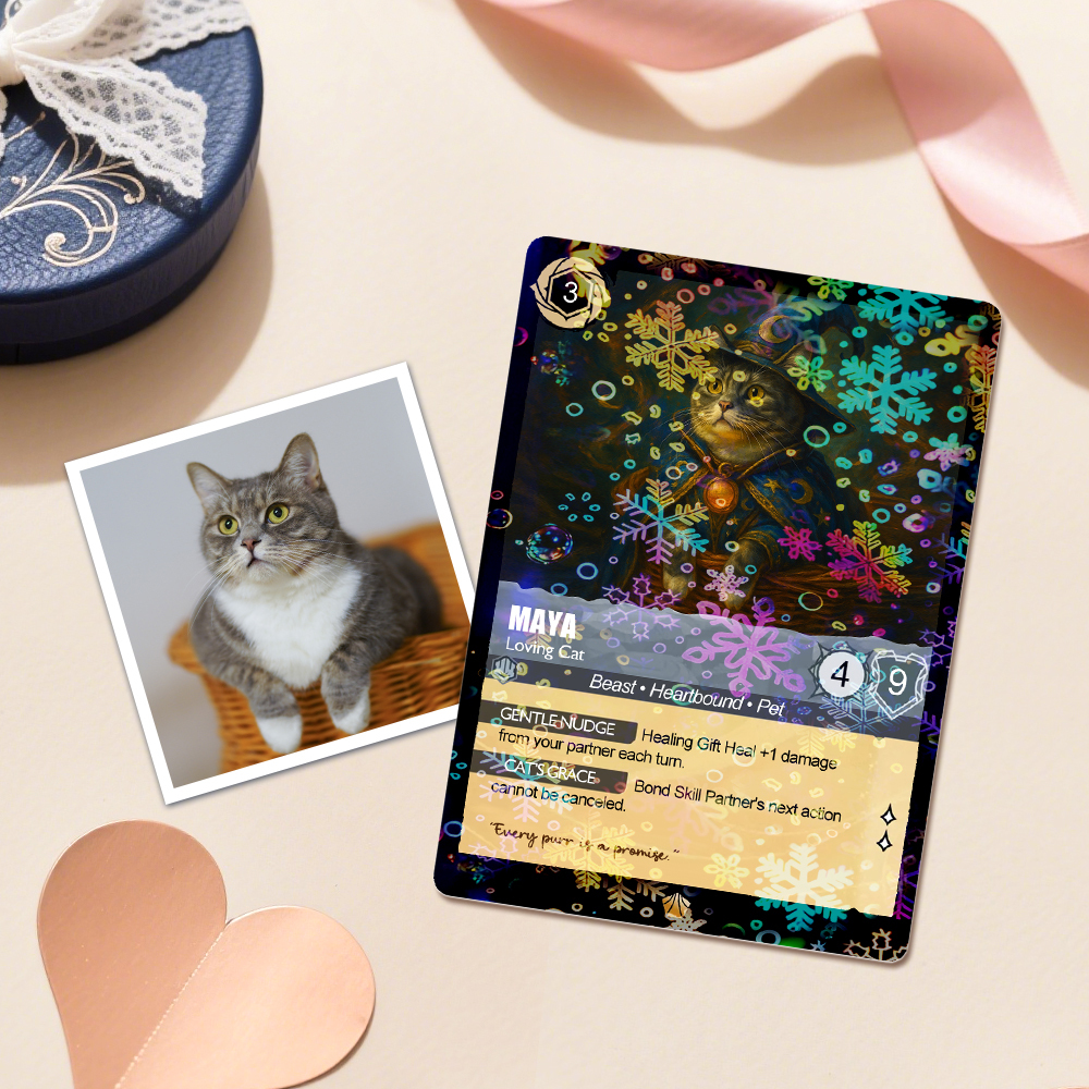 Custom Cute Pet Trading Card Personalized Cartoon Acrylic Card Gift With Optional Film Styles - GetPhotoSocksUk
