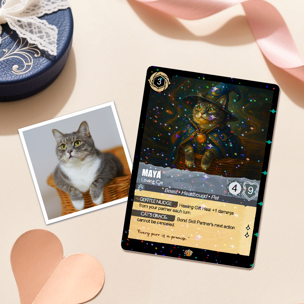 Custom Cute Pet Trading Card Personalized Cartoon Acrylic Card Gift With Optional Film Styles - GetPhotoSocksUk