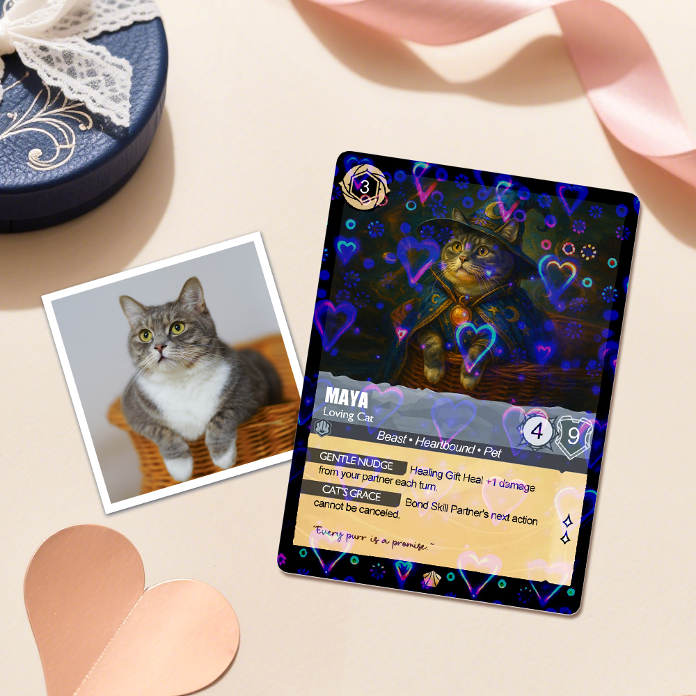 Custom Cute Pet Trading Card Personalized Cartoon Acrylic Card Gift With Optional Film Styles - GetPhotoSocksUk