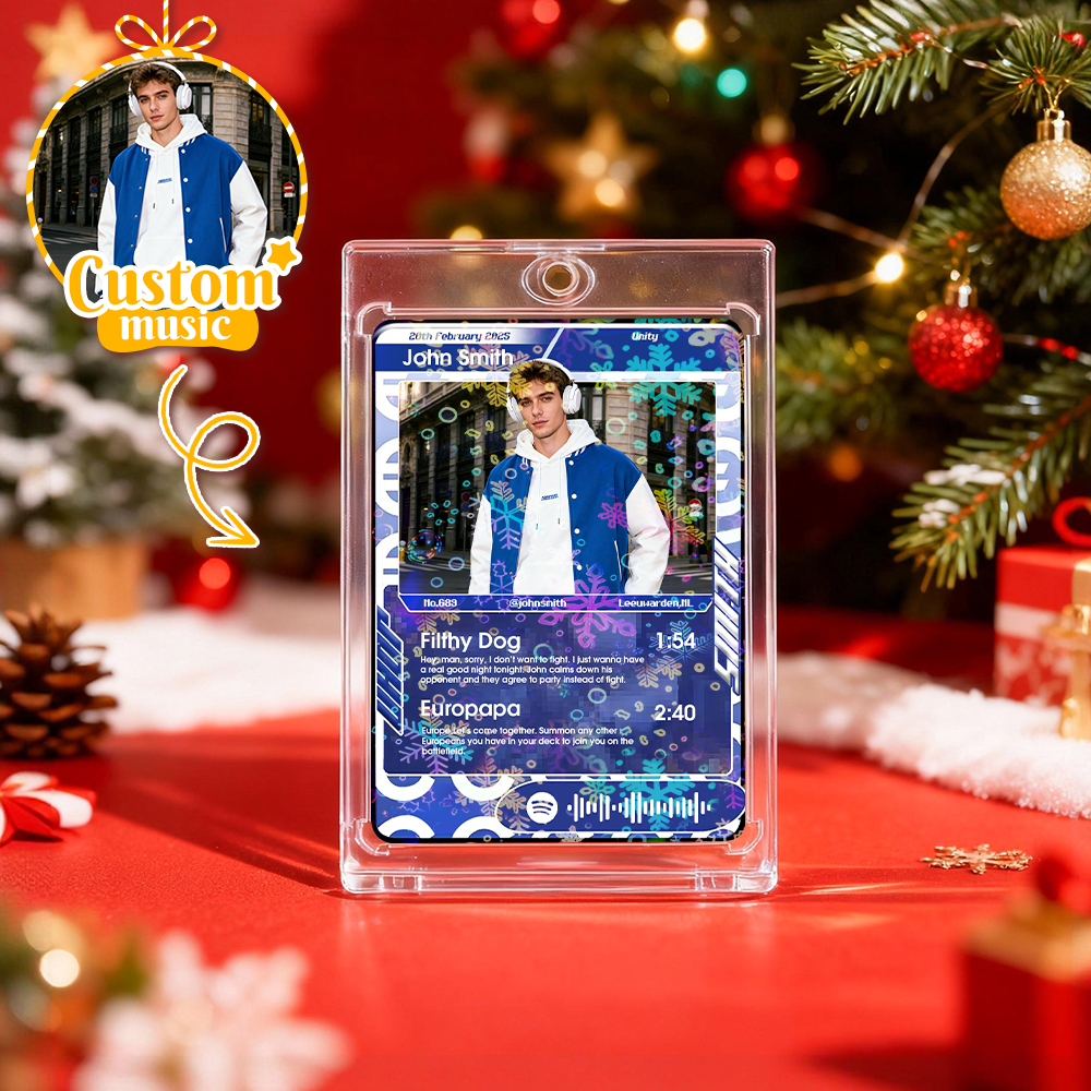 Personalized Photo Trading Card Custom Music Grey Audio Track Code Card Valentine Christmas Card Photo Gift Idea - GetPhotoSocksUk
