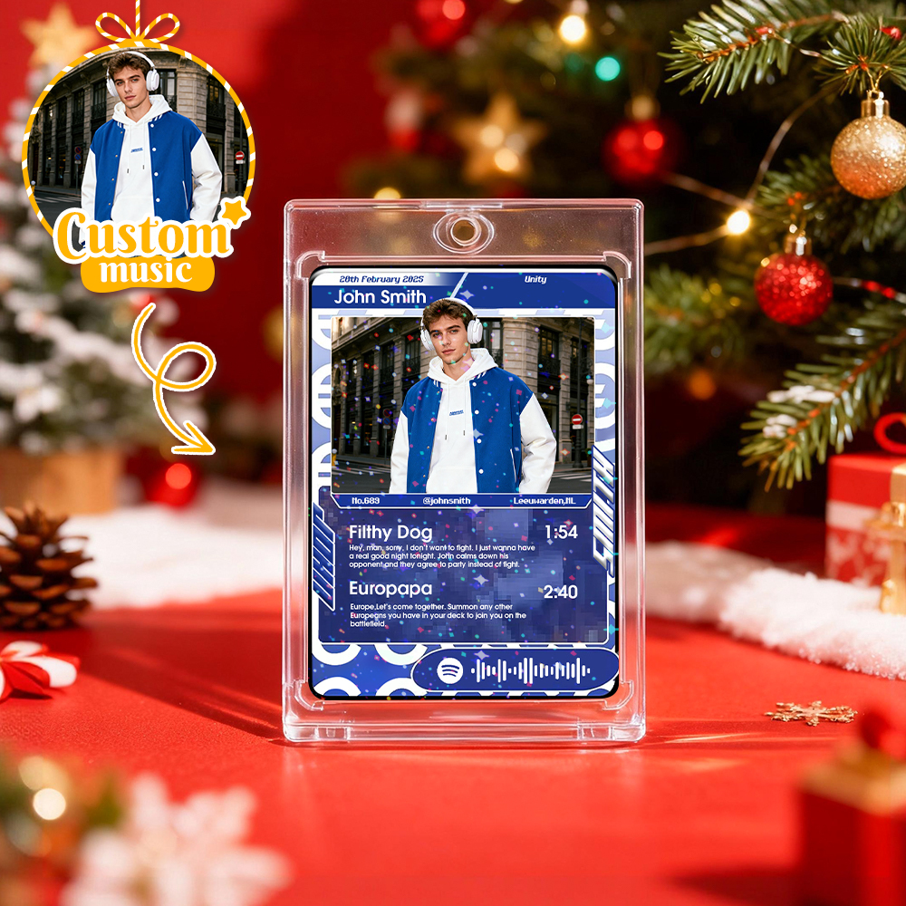 Personalized Photo Trading Card Custom Music Grey Audio Track Code Card Valentine Christmas Card Photo Gift Idea - GetPhotoSocksUk
