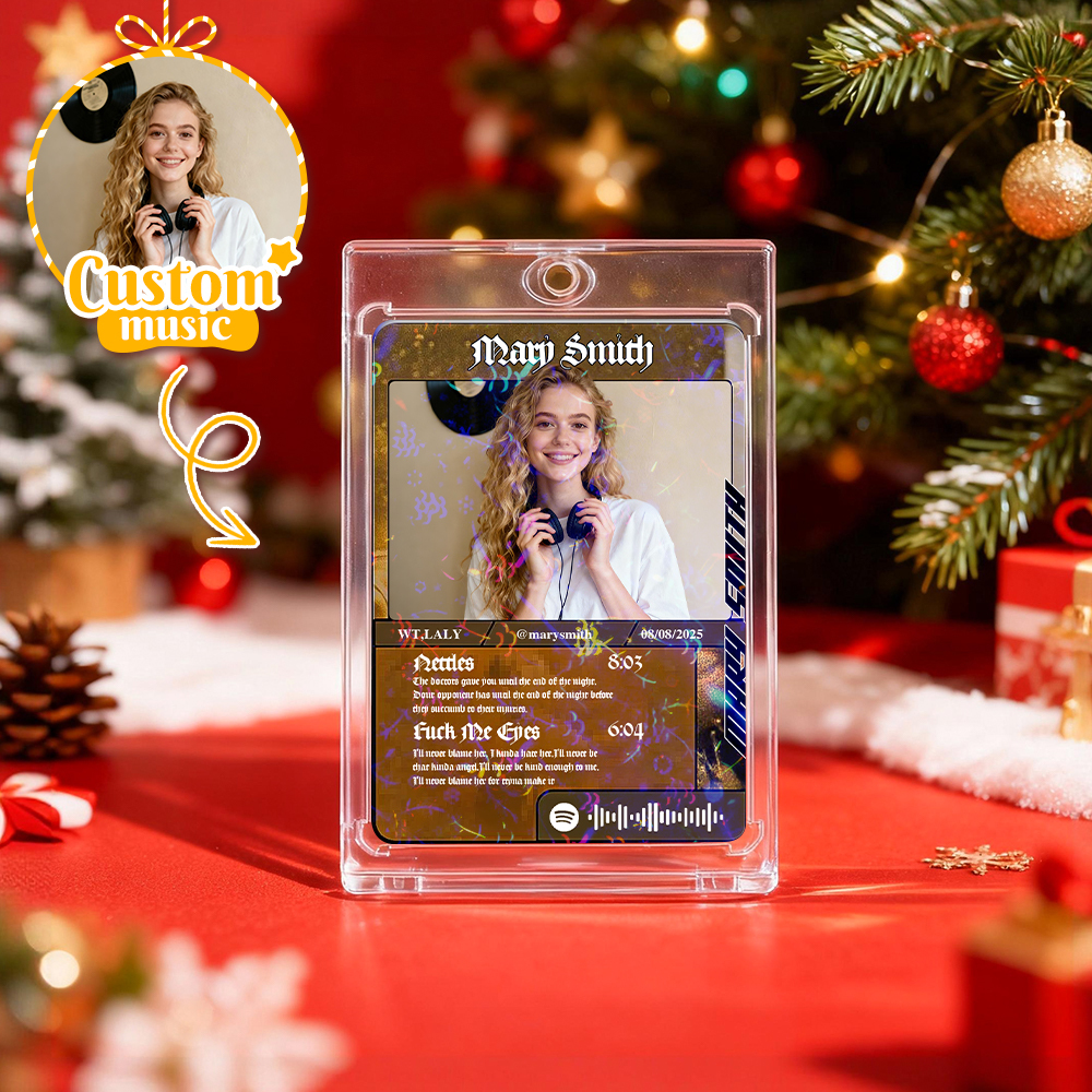 Personalized Photo Trading Card Custom Music Grey Audio Track Code Card Valentine Christmas Card Photo Gift Idea - GetPhotoSocksUk