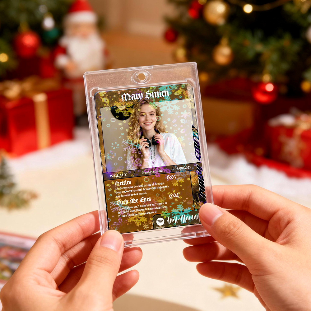 Personalized Photo Trading Card Custom Music Grey Audio Track Code Card Valentine Christmas Card Photo Gift Idea - GetPhotoSocksUk