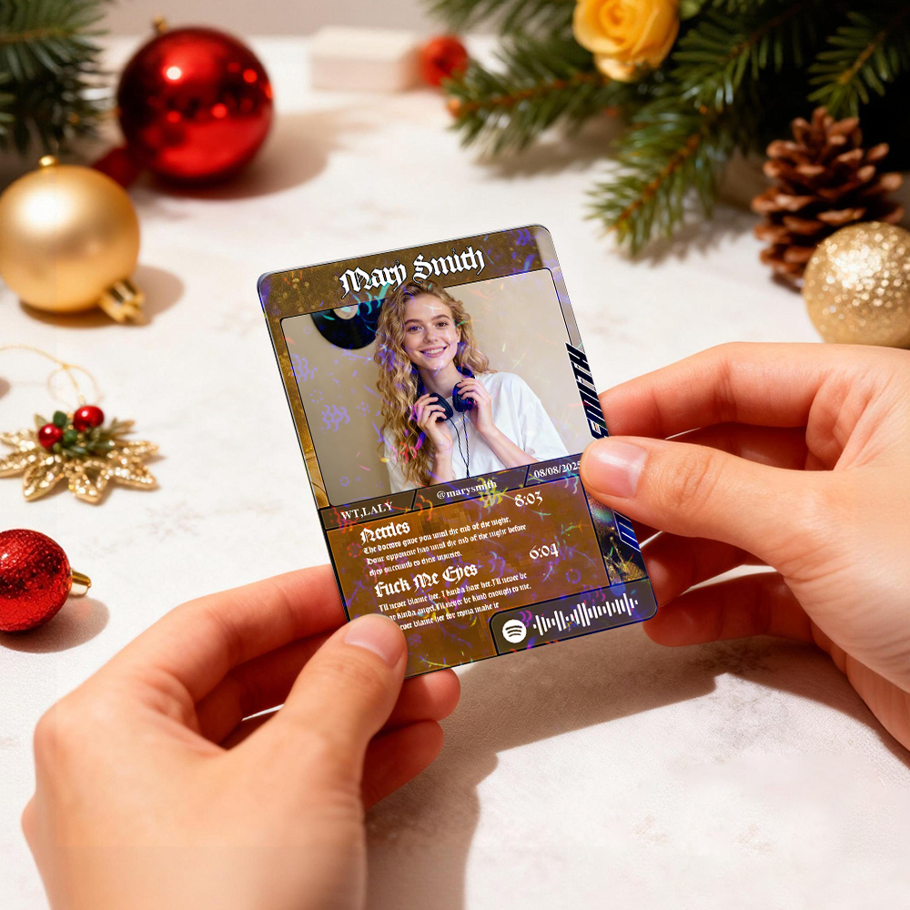 Personalized Photo Trading Card Custom Music Grey Audio Track Code Card Valentine Christmas Card Photo Gift Idea - GetPhotoSocksUk