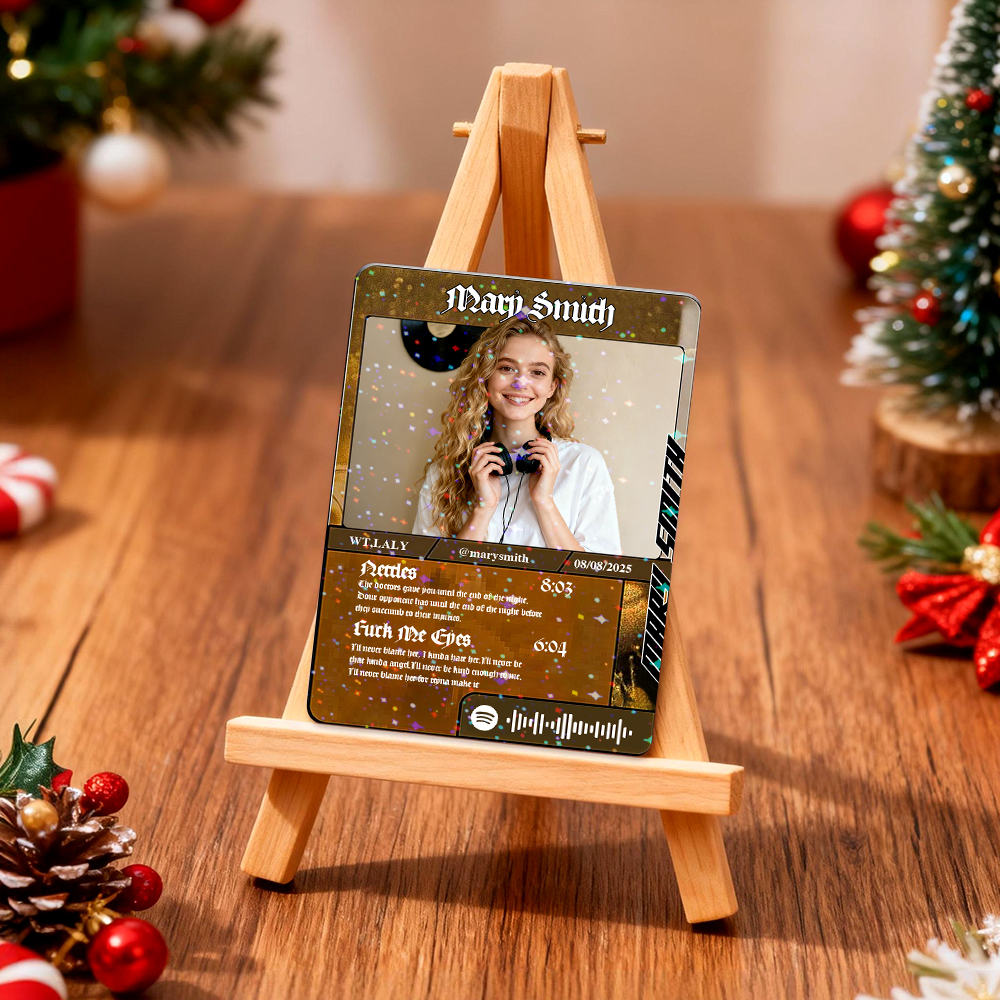 Personalized Photo Trading Card Custom Music Grey Audio Track Code Card Valentine Christmas Card Photo Gift Idea - GetPhotoSocksUk