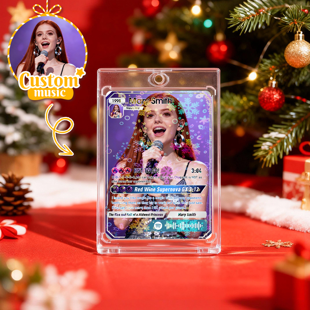 Personalized Photo Trading Card Custom Music Grey Audio Track Code Card Valentine Christmas Card Photo Gift Idea - GetPhotoSocksUk