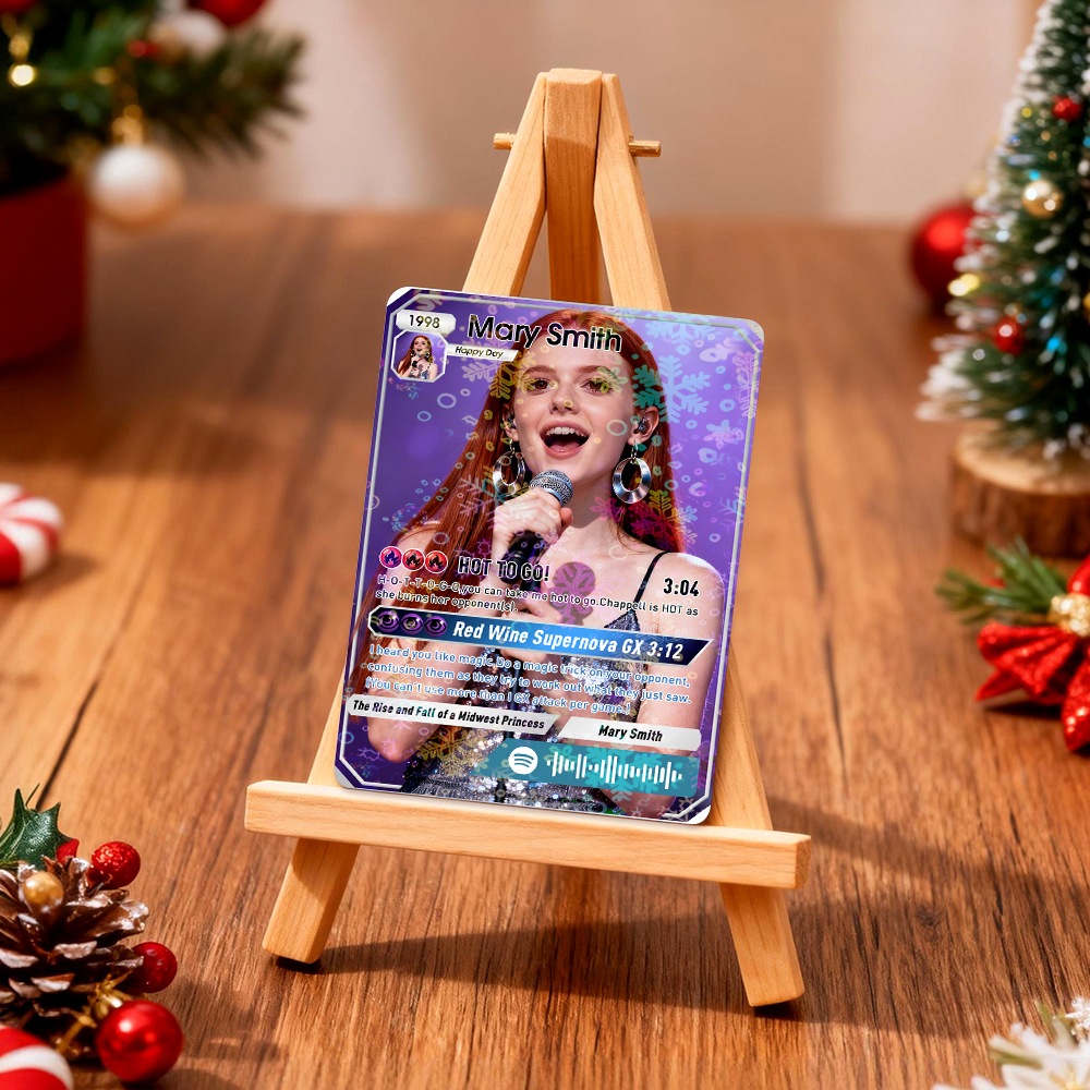 Personalized Photo Trading Card Custom Music Grey Audio Track Code Card Valentine Christmas Card Photo Gift Idea - GetPhotoSocksUk