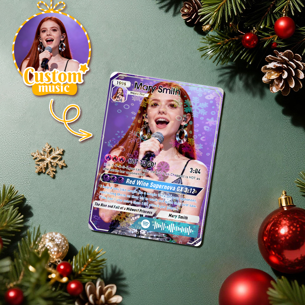 Personalized Photo Trading Card Custom Music Grey Audio Track Code Card Valentine Christmas Card Photo Gift Idea - GetPhotoSocksUk