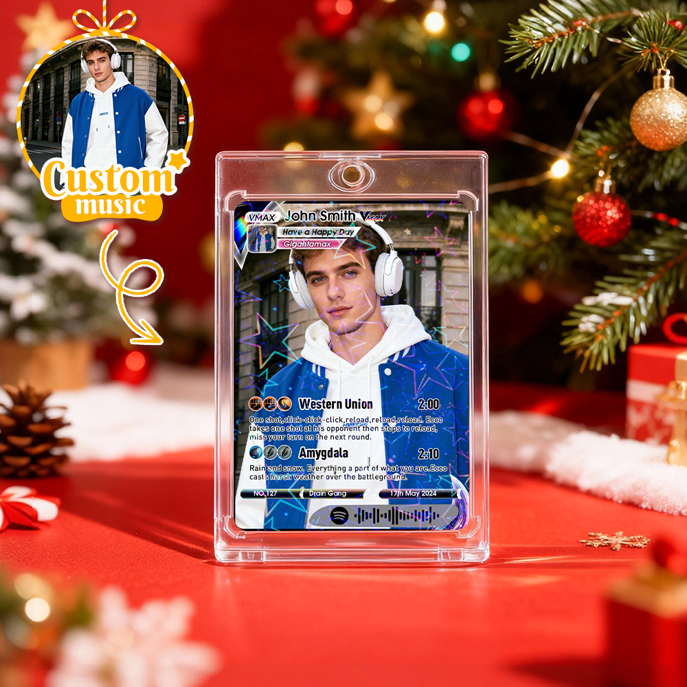 Personalized Photo Trading Card Custom Music Grey Audio Track Code Card Valentine Christmas Card Photo Gift Idea - GetPhotoSocksUk